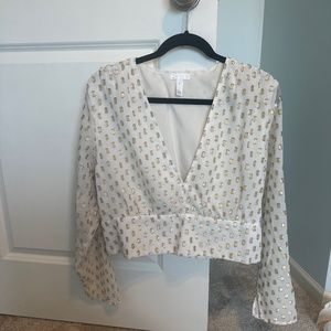 Leith White/Gold Cropped Top